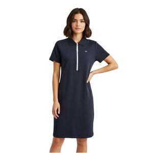 Tommy Jeans Navy Blue Zip Polo Short Sleeve Dress
